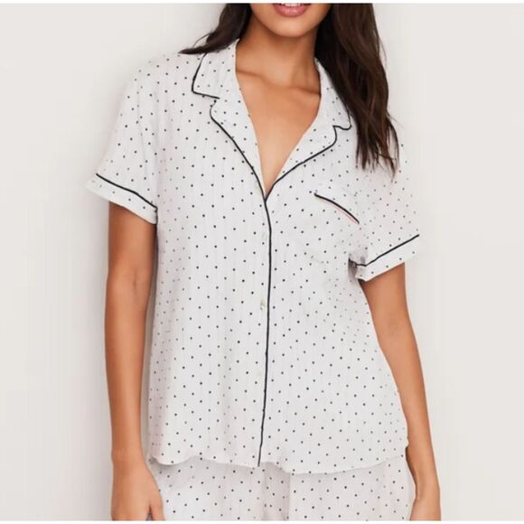 Victoria’s Secret White Polka Dot Cotton Pajama Top Size XL - Picture 1 of 8